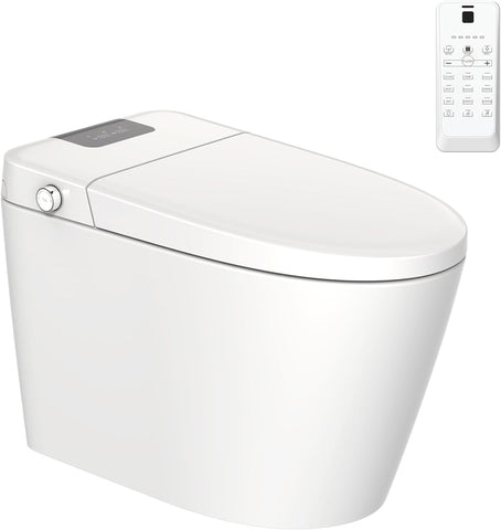 ZUN Smart Toilet Bidet Combo with Foot Sensor Open Cover/Seat, LED Display, Self-Cleaning Nozzle, Heated W1219P232246