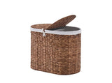 Oval Laundry Hamper with Lid, Woven Natural Water Hyacinth Laundry Hamper 53981278