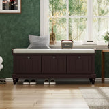 ZUN TREXM Classic Storage Bench with Cushioned Seat and Three Drawers for Entryway and Living Room N715P207812P