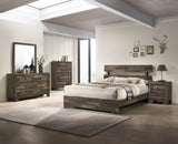 1pc Rustic Queen Platform Bed Slat Headboard Low-profile Bed Frame Brown Finish Contemporary Bedroom B011P331876