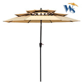 ZUN 9Ft 3-Tiers Outdoor Patio Umbrella with Crank and tilt and Wind Vents for Garden Deck Backyard Pool W65627936