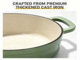 Cast iron 7.5QT cooking pot - Gradient green color - Includes two silicone gloves - Enamel pot 13858478