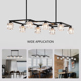 Matte Black Crystal Chandelier for Dining Room, 8-Light Kitchen Chandelier Light Fixture Modern W1592P231609