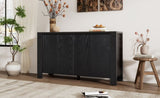 TREXM Retro 4-door Sideboard with Distressed Finish Adjustable Shelves for Dining Room, Kitchen, N715P204444B