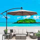 10 ft Outdoor Patio Umbrella Solar Powered LED Lighted Sun Shade Market Waterproof 8 Ribs Umbrella W65690318