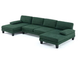U-Shaped Convertible Sectional Sofa with 2 Chaise Lounges, 4-Seater Modular Couch with Removable & 13591689