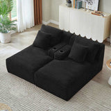 Compressible double chaise lounge with cupholders - No Assembly Required, Fluffy Modern Sleeper W2339P346397