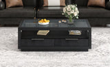 ZUN U-Can Modern Wood Coffee Table with 2 Drawers ,Minimalist Display Coffee Table with Transparent N724P176626B