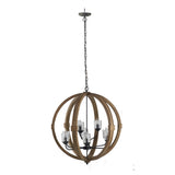 9- Light Globe Chandelier, Wood Chandelier Hanging Light Fixture with Adjustable Chain for Kitchen W2078137923