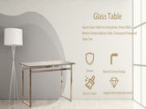 51" Modern Minimalist Rectangular Glass Dining Table for 4-6 with 0.31" Tempered Glass Tabletop and W3732P369039