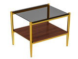 Set of 2 Rectangle End Table, Tempered Glass Tabletop with MDF layer, Modern Table for Living Room , W241P184252
