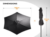 9ft Solar LED Patio Umbrella with Push Button Tilt & Crank, 6 Ribs Waterproof Polyester Outdoor 54326348