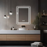 LED Bathroom Mirror 36" x 28" Front and Backlight, 5 Mins Defog, 5MM Full HD Reflected Wall Mounted T3177P284018