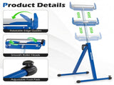 2-Pack Heavy Duty Metal Folding Roller Stand with Edge Guides Portable Woodworking Support - Blue 09128668