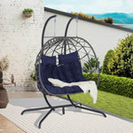 ZUN 2 Person Outdoor Rattan Hanging Chair Patio Wicker Egg Chair W874P146260