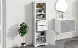 ZUN Tall Bathroom Storage Cabinet,Cabinet with One Door and Two Drawers, Freestanding Storage Adjustable WF314198AAK