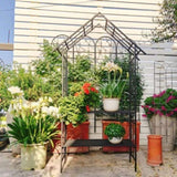 Metal Garden with Bench Turned into Flower Stand W58.07*H97.24 Climbing Plants Support Rose 04163726