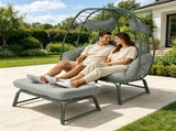 Double Patio Egg Chair Ottoman, Wicker Outdoor Egg Chair Cushion, 2 Person Lounge Chair T5880P501484
