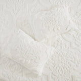 King/Cal King 3 Piece Tufted Cotton Chenille Damask Duvet Cover Set B03597341