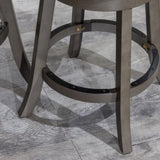 24" Counter Height X-Back Swivel Stool, Weathered Gray Finish, French Gray Leather Seat B04660726