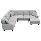 ZUN [New] 108*85.5" Modern U Shape Sectional Sofa, 7 Seat Fabric Sectional Sofa Set 02114155