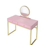 Coleen Pink & Gold Finish Vanity Desk W/Mirror & Jewelry Tray B2726P315739