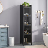 Modern Four-tier Glass Door Cabinet with Featuring Five-tier Storage, for Entryway Living Room W757P241562