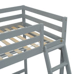 ZUN Twin Size High Loft Bed with inclined Ladder, Guardrails,Grey W504P143320