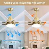 66 Inch Modern Ceiling Fan With Dimmable Led Light 8 ABS Blades Remote Control Reversible DC Motor W882P147244