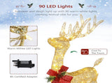 Lighted Christmas Reindeer Outdoor Decorations, Weather Proof 4ft Santa's Sleigh Reindeer Christmas 03912676