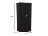 Lisboa Armoire, Rod, Double Door, Two Drawers, Metal Handles B070P188848