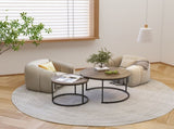 Nesting Coffee Table Set of 2, 27.6inch Round Coffee Table Industrial Wood Finish with Sturdy Metal 47776106