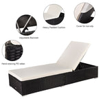 ZUN Outdoor Leisure Rattan Furniture Pool Bed / Chaise -Black 13432209