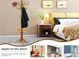 Freestanding Wooden Coat Rack, Vintage Natural Birch Wood Coat Tree with Hooks, Sturdy Hall Tree for 75178648