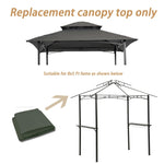 ZUN 8x5Ft Grill Gazebo Replacement Canopy,Double Tiered BBQ Tent Roof Top Cover,Grey [Sale to Temu is 16993600