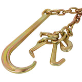 5/16" x6' Leg G70 15" Long Shank J Hook Tow Chain w/RTJ Cluster Hook & Grab Hook - 4700 lbs WLL W465133709