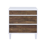 Two-tone Finish Nightstand with 3 Drawers, White and Weathered Oak B016P256489