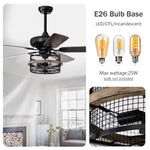 ZUN 52 Inch Farmhouse Ceiling Fan with Remote,3-Lights Ceiling Fan with Light Fixture W1592P162565