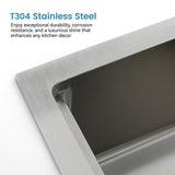 Stainless Steel Kitchen Sink, 30x19 Single Bowl, Undermount Handmade Sink in Brushed, with Cutting T3177P296194