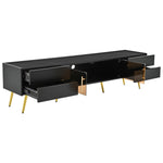 ZUN U-Can Modern TV Stand with LED lights for TVs up to 80 Inches, Entertainment Center with 4 Drawers WF530173AAB