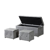 1 Piece Rectangular Storage Ottoman Short velvet with 2 Set Ottomans W2297P311297