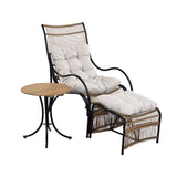 3 Pieces Wicker Outdoor Patio Furniture Set with Lounge Chair, Balcony Chairs Table Set with N780P209442N