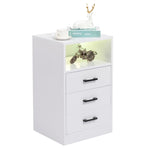 ZUN FCH 40*35*65cm Particleboard Pasted Triamine Three Drawers With Socket With LED Light Bedside Table 64197585