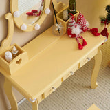 Kids Vanity Set with Mirror and Lights and Stool, 5 Storage Drawers, Pretend Play Princess Makeup 00124884