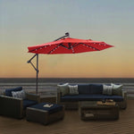 ZUN 10 FT Solar LED Patio Outdoor Umbrella Hanging Cantilever Umbrella Offset Umbrella Easy Open W41917532