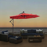 ZUN 10 FT Solar LED Patio Outdoor Umbrella Hanging Cantilever Umbrella Offset Umbrella Easy Open W41917532