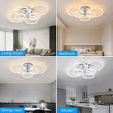 Modern LED, Flush Mount Ceiling Light with Dimmable Remote Control, 6Rings Acrylic Fixture for 33790869