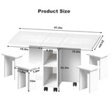 Folding Drop Leaf Dining Table Set for 4 with 4 Chairs, Space Saving Foldable Dining Table with 27098280