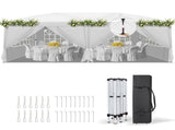 10'x20' Instant Pop Up Canopy Tent White, 6 Side Panels 2 Doors 4 Mesh Windows, 28/22mm Powder 16932218