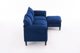 Convertible Combination Sofa Sofa L-Shaped Sofa with Footstools with Storage, Blue Sofa for Living W2012P252427